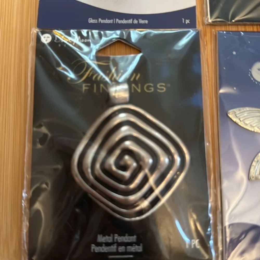 NWT Blue Moon 3 Metal and 1 Glass Jewelry Making Pendants